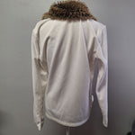 Luhta Faux Fur Full Zip Sweatshirt Jacket White Womens XL Brown Board Ski Lodge