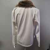 Luhta Faux Fur Full Zip Sweatshirt Jacket White Womens XL Brown Board Ski Lodge
