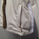 Luhta Faux Fur Full Zip Sweatshirt Jacket White Womens XL Brown Board Ski Lodge