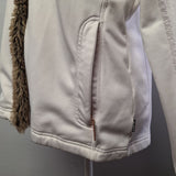 Luhta Faux Fur Full Zip Sweatshirt Jacket White Womens XL Brown Board Ski Lodge