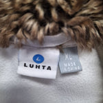 Luhta Faux Fur Full Zip Sweatshirt Jacket White Womens XL Brown Board Ski Lodge