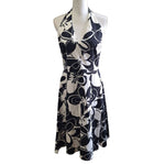 Vintage David Meister Dress Halter Womens 8 Gown Black White Zip Back USA Made