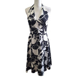 Vintage David Meister Dress Halter Womens 8 Gown Black White Zip Back USA Made