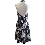 Vintage David Meister Dress Halter Womens 8 Gown Black White Zip Back USA Made
