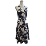 Vintage David Meister Dress Halter Womens 8 Gown Black White Zip Back USA Made