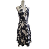 Vintage David Meister Dress Halter Womens 8 Gown Black White Zip Back USA Made