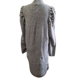 Ann Taylor Pearlized Sweater Dress Gray Long Sleeve High Neck Womens Large