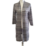 Chicos Travelers Collection Duster Long Thin Knit Metallic Womens Size 1 Gray