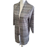 Chicos Travelers Collection Duster Long Thin Knit Metallic Womens Size 1 Gray