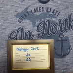 Great Lakes Up North Michigan Hoodie Peninsula Lightweight Blue Womens L