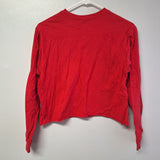 Disney Cropped Shirt Minnie Mouse Red Black Womens Small Rolled Raw Hem