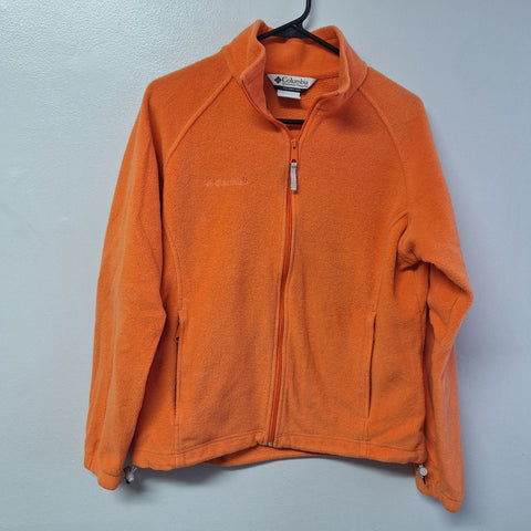 Columbia Full Zip Fleece Orange Womens Large Pockets Spring Fall Jacket Pumpkin