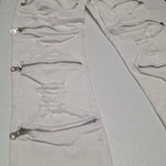 CJ Black Premium Jeans Zipper Distressed Rips Thrashed Punk White Mens 30 x 30