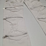 CJ Black Premium Jeans Zipper Distressed Rips Thrashed Punk White Mens 30 x 30