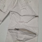 CJ Black Premium Jeans Zipper Distressed Rips Thrashed Punk White Mens 30 x 30
