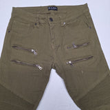 CJ Black Premium Jeans Zipper Skinny Flex Punk Green Mens 30 x 30 Rouched Rock