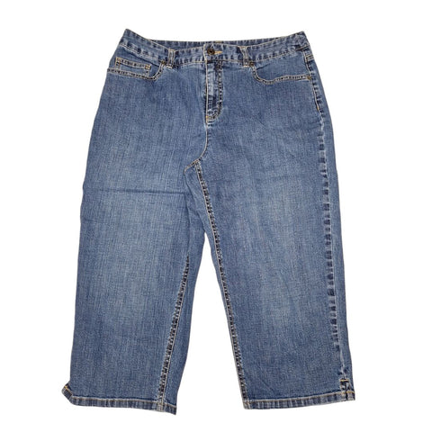 Talbots Petites Stretch Jean Denim Cropped Capri Summer Spring Womens 10 Blue