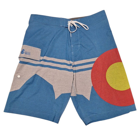Colorado Bred Board Shorts Swim Trunks Mens 34 Blue Pocket Drawstring Summer