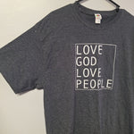 Love God Love People Tee Shirt Adult Large Gray Cotton Religious Peace Spiritual
