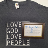 Love God Love People Tee Shirt Adult Large Gray Cotton Religious Peace Spiritual