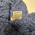Aran Crafts Ireland Merino Wool Crossover Neck Button Up Blue Cable Knit Medium