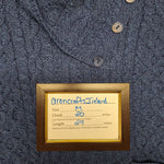 Aran Crafts Ireland Merino Wool Crossover Neck Button Up Blue Cable Knit Medium