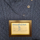 Aran Crafts Ireland Merino Wool Crossover Neck Button Up Blue Cable Knit Medium