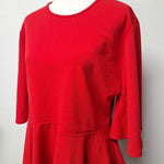 Boohoo Tapered Flare Sleeve Ruffle Womens Plus Size 18 Red Blouse Top