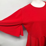 Boohoo Tapered Flare Sleeve Ruffle Womens Plus Size 18 Red Blouse Top