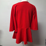 Boohoo Tapered Flare Sleeve Ruffle Womens Plus Size 18 Red Blouse Top