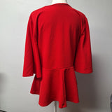 Boohoo Tapered Flare Sleeve Ruffle Womens Plus Size 18 Red Blouse Top