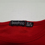 Boohoo Tapered Flare Sleeve Ruffle Womens Plus Size 18 Red Blouse Top