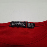 Boohoo Tapered Flare Sleeve Ruffle Womens Plus Size 18 Red Blouse Top