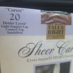 Worthington Sheer Caress Pantihose Sandaltfoot Sand 41 Control Top Average Dark