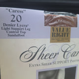 Worthington Sheer Caress Pantihose Sandaltfoot Sand 41 Control Top Average Dark