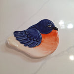 August Ceramics Blue Bird Dish Pottery Tea Spoon Coffee Bar USA 3.5 Inch Glazed