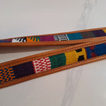 Leather Embroidered Belt Guatemala Size 34 Colorful Small Bright Rainbow