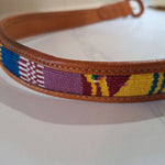 Leather Embroidered Belt Guatemala Size 34 Colorful Small Bright Rainbow