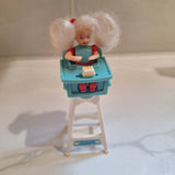1998 Mattel Kelly Barbie High Chair McDonalds Moves Happy Meal Hair Burger Toy