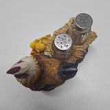 Mother Hen Chickens Salt Pepper Shaker Set Resin Cart Sunflower Country Farm