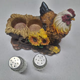 Mother Hen Chickens Salt Pepper Shaker Set Resin Cart Sunflower Country Farm