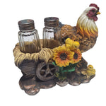 Mother Hen Chickens Salt Pepper Shaker Set Resin Cart Sunflower Country Farm