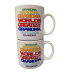 Worlds Greatest Grandma Grandpa Mug Set Pair Retro Colorful Gift Grandparents
