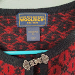 Woolrich Sweater Ruby Red Metal Clasp Womens XL Flowers John Rich