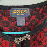 Woolrich Sweater Ruby Red Metal Clasp Womens XL Flowers John Rich