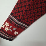 Woolrich Sweater Ruby Red Metal Clasp Womens XL Flowers John Rich