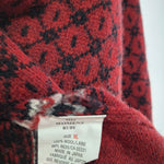 Woolrich Sweater Ruby Red Metal Clasp Womens XL Flowers John Rich