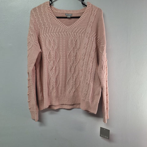 Falls Creek Knit Sweater Pink Blush Warm Womens Large Comfy With Tags