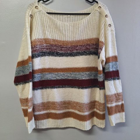 Maurices Striped Sweater Soft Acrylic Womens Large Button Shoulders