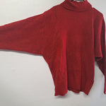 Double Zero Red Sweater Soft Womens Lovely Large Turtle Neck Bat Wing Warm